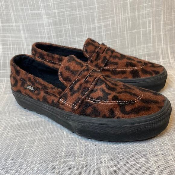 Vans Brown Leopard Print Athletic Shoes - Picture 1 of 6